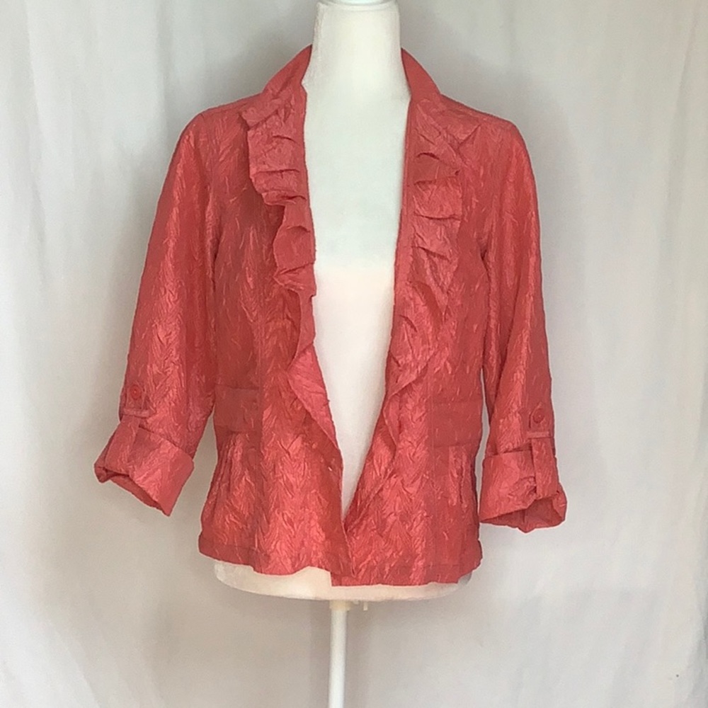 Chico’s Rippled Sheen Jolena Textured Blouse Jacket Size Small / 4